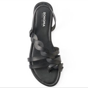 NWOT Sonoma Sandals w/Braided Vegan Faux Leather Toe Loop and Stretch Rear Strap